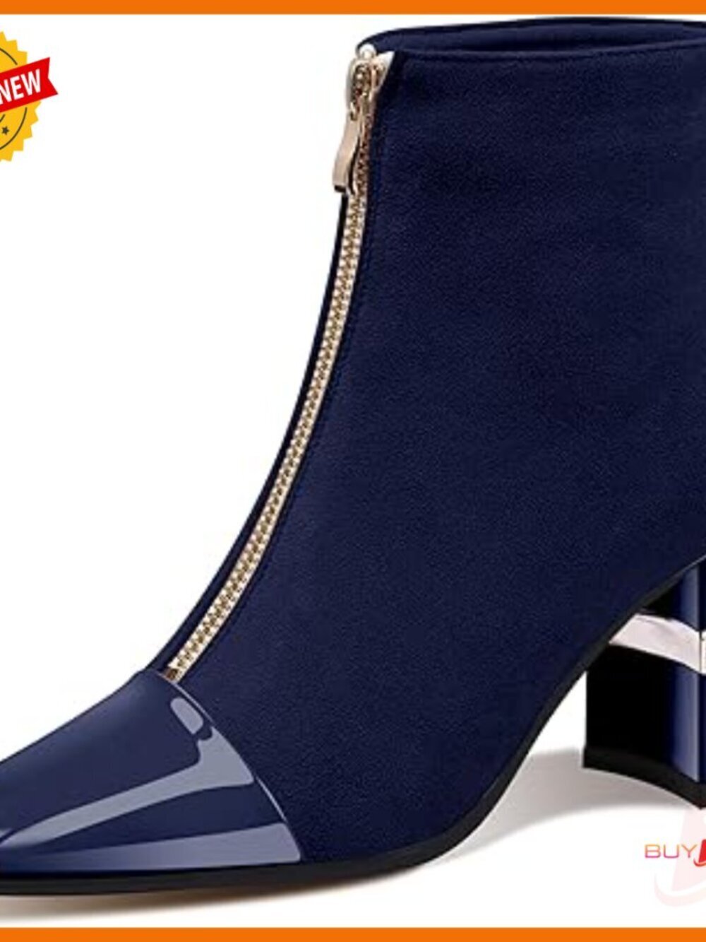 Women's Ankle Boots Block Heels Square Toe Suede Zipper Dress Booties